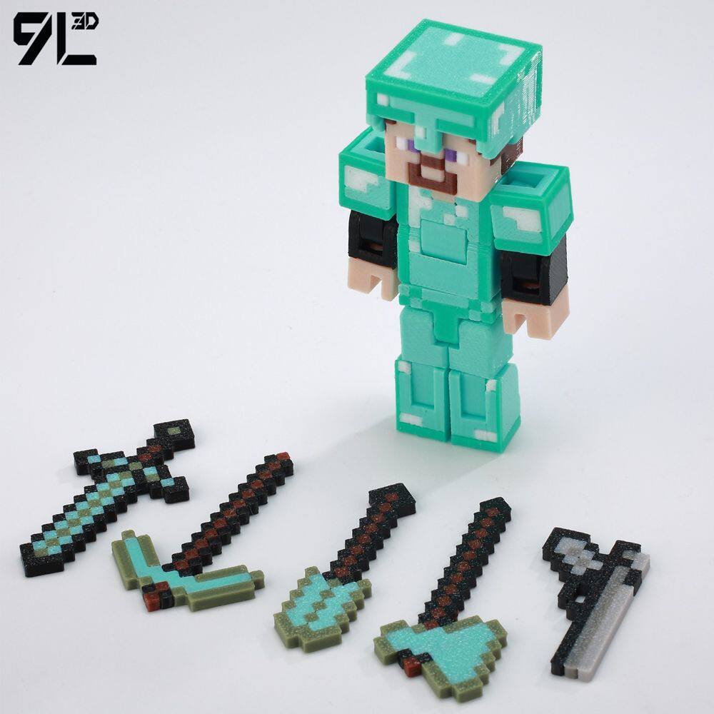 Low Polygon 3D Printed Dynamic Figurines - Minecraft Invincible Enderman Warden Steve
