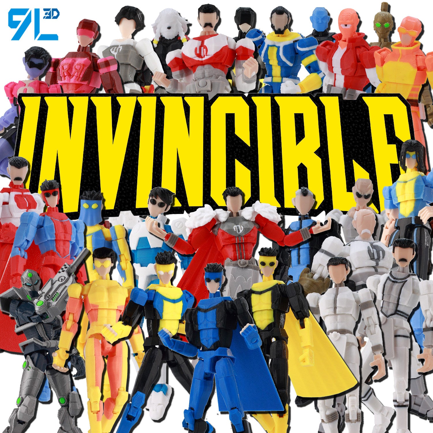 Low Poly Polygon 3D Printed Dynamic Figurines - Omni-man, Invincible, Immortal, RexSplode, Atom Eve, Season 4 / Comics