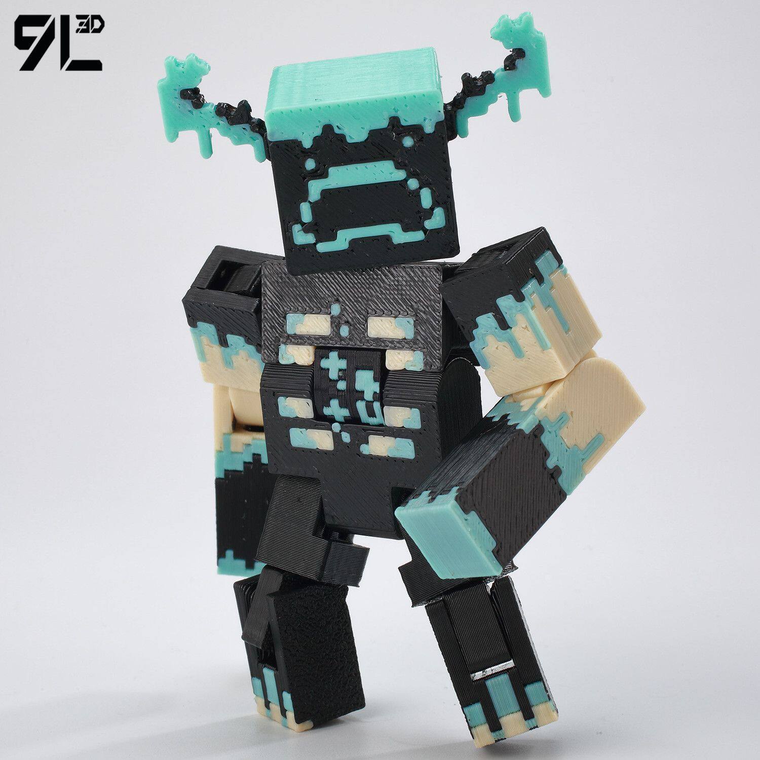Low Polygon 3D Printed Dynamic Figurines - Minecraft Invincible Enderman Warden Steve