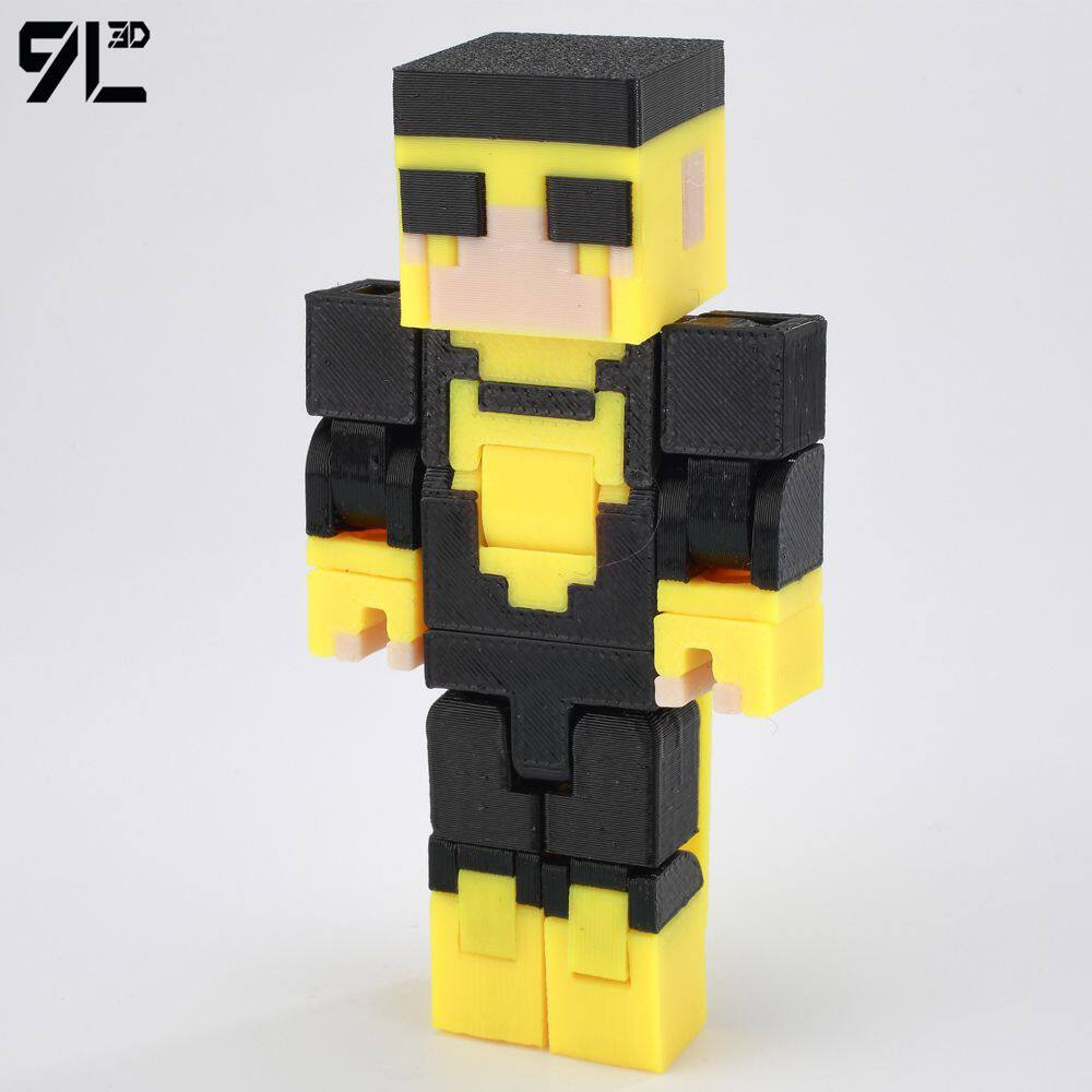 Low Polygon 3D Printed Dynamic Figurines - Minecraft Invincible Enderman Warden Steve