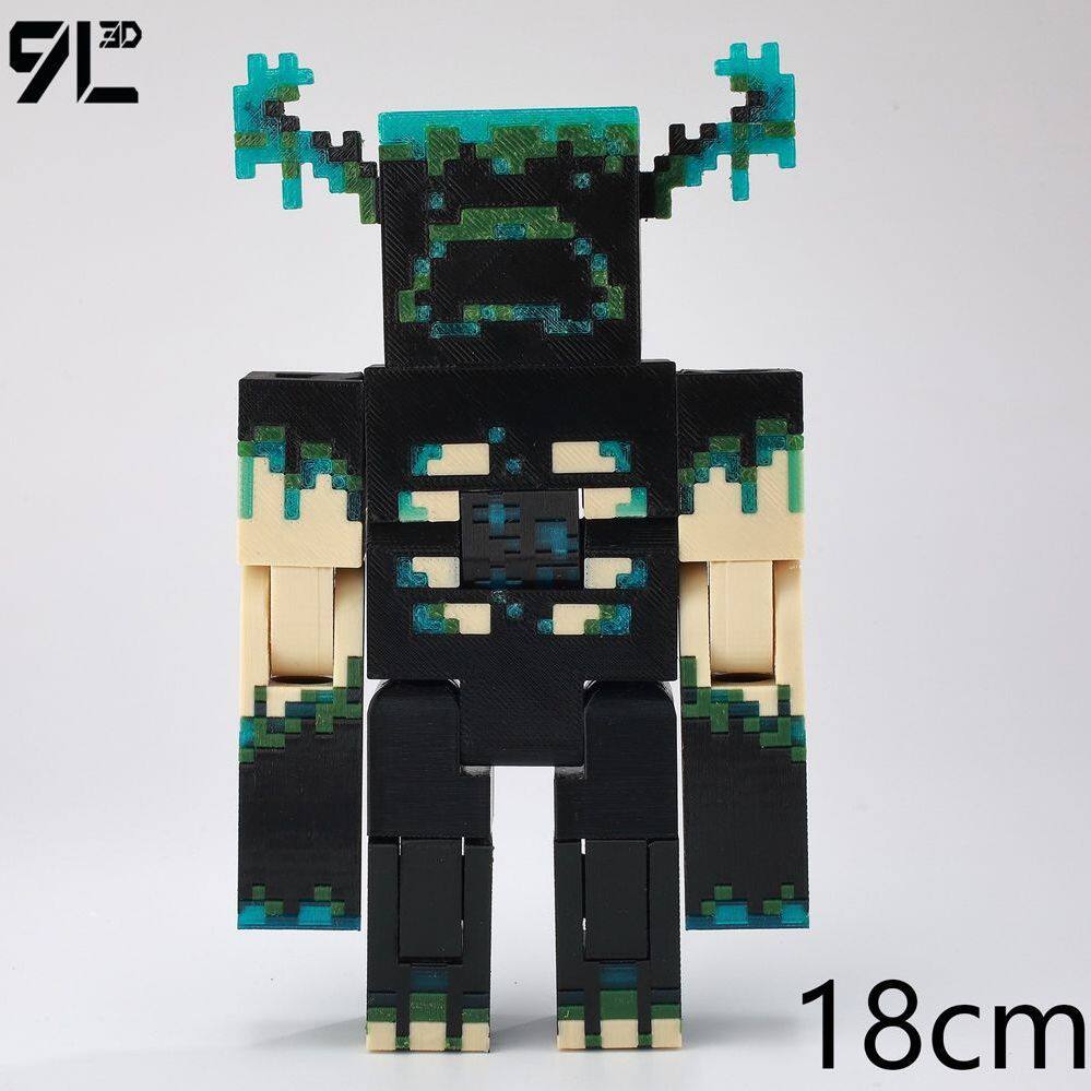 Low Polygon 3D Printed Dynamic Figurines - Minecraft Invincible Enderman Warden Steve