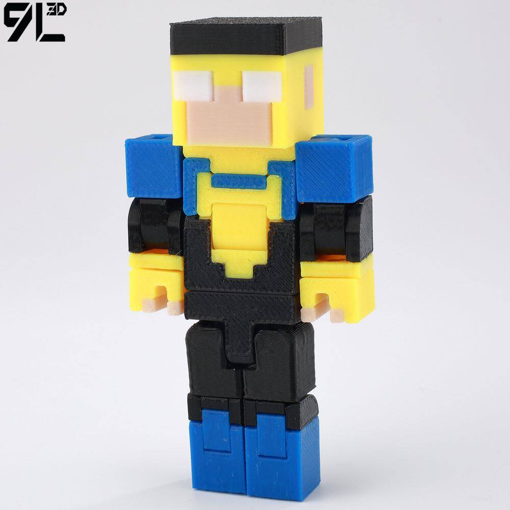 Low Polygon 3D Printed Dynamic Figurines - Minecraft Invincible Enderman Warden Steve