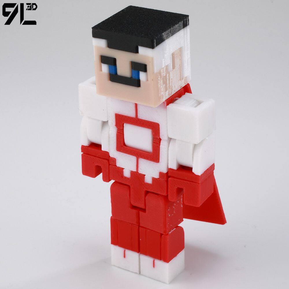 Low Polygon 3D Printed Dynamic Figurines - Minecraft Invincible Enderman Warden Steve