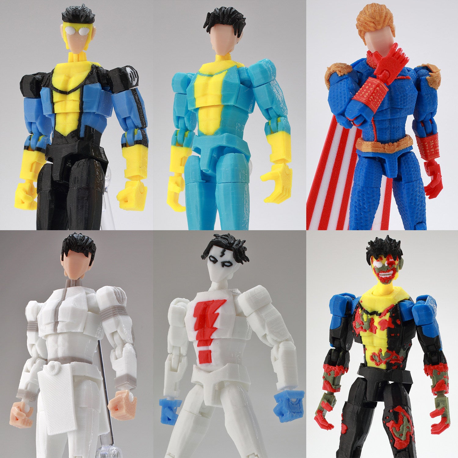 Low Poly Polygon 3D Printed Dynamic Figurines - Omni-man, Invincible, Immortal, RexSplode, Atom Eve, Season 4 / Comics