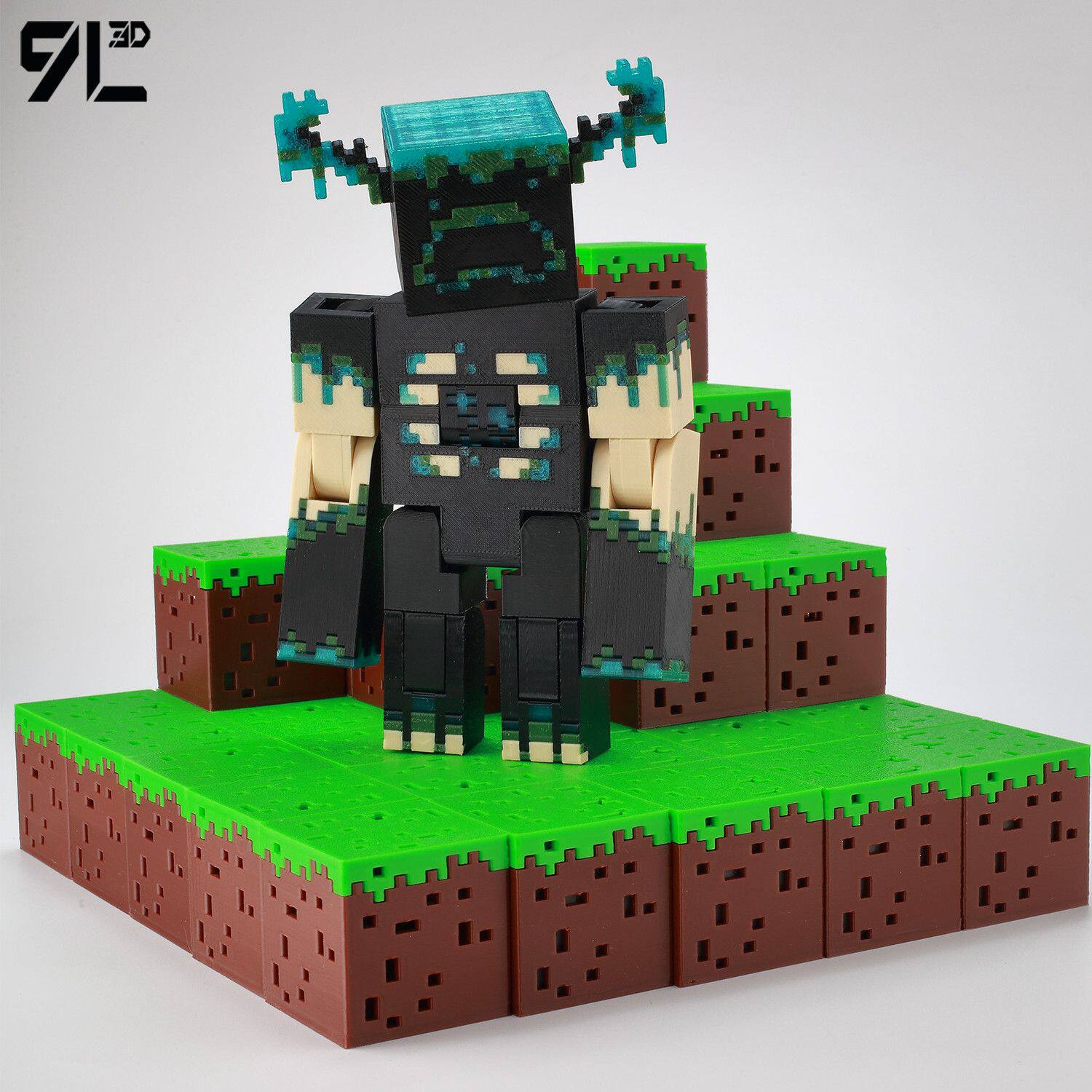 Low Polygon 3D Printed Dynamic Figurines - Minecraft Invincible Enderman Warden Steve