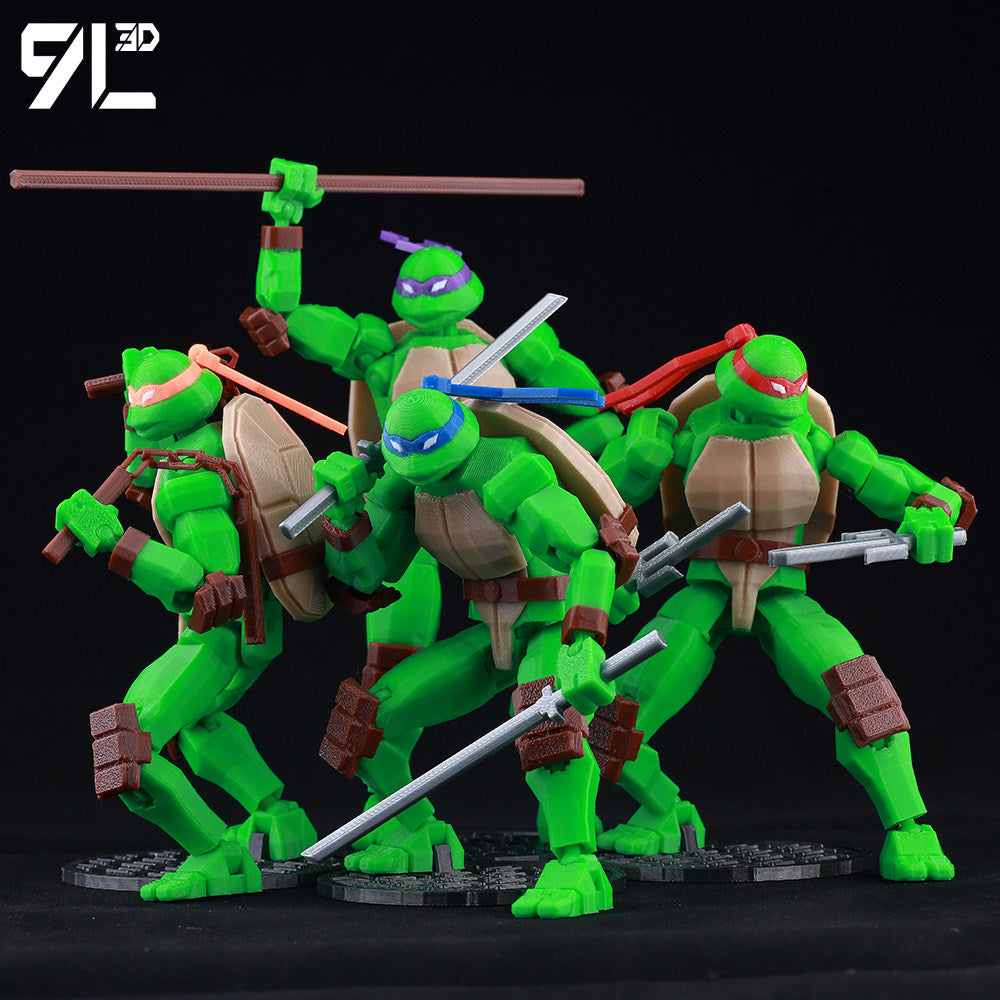 Low Poly Polygon 3D Printed Dynamic Figurines - Teenage Mutant Ninja Turtles TMNT